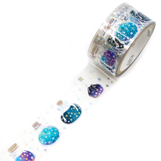 Decorative tape with potion bottle designs on a white background