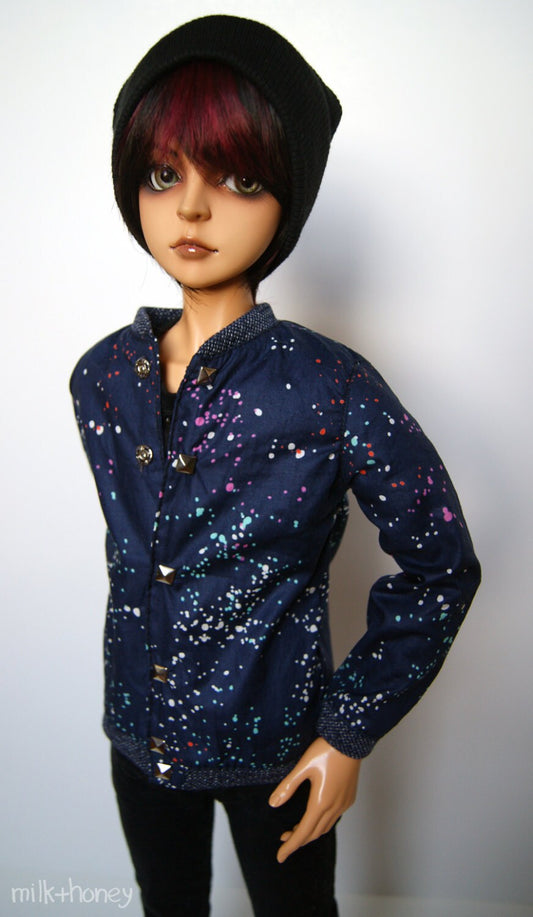 60cm / SD13 BJD Navy Paint Splatter Baseball Jacket