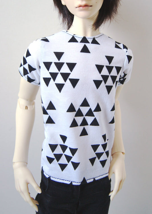 70cm / Super Gem BJD Boy Black & White Triangle T-shirt
