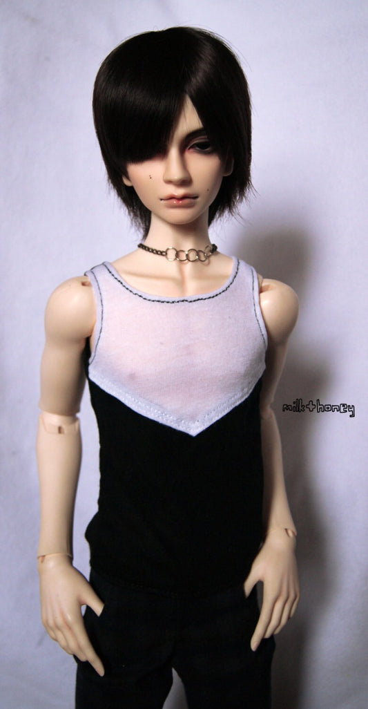 70cm/Super Gem Boy BJD Black & White Tank Top