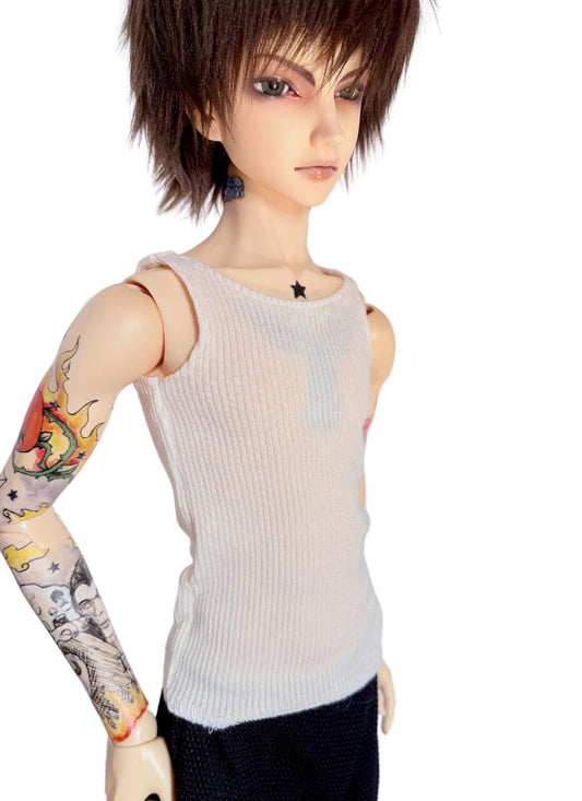 60cm / SD13 BJD Cream Ribbed Tank Top