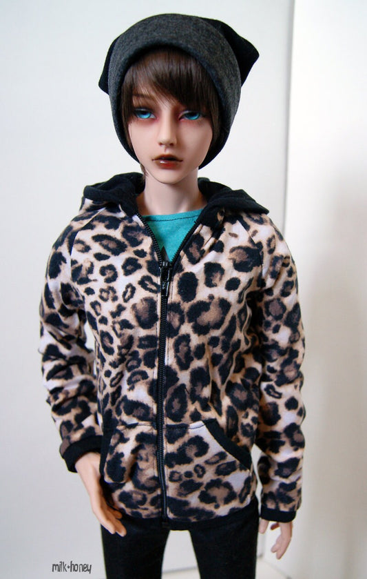 70cm or Super Gem BJD Boy Leopard Hoodie