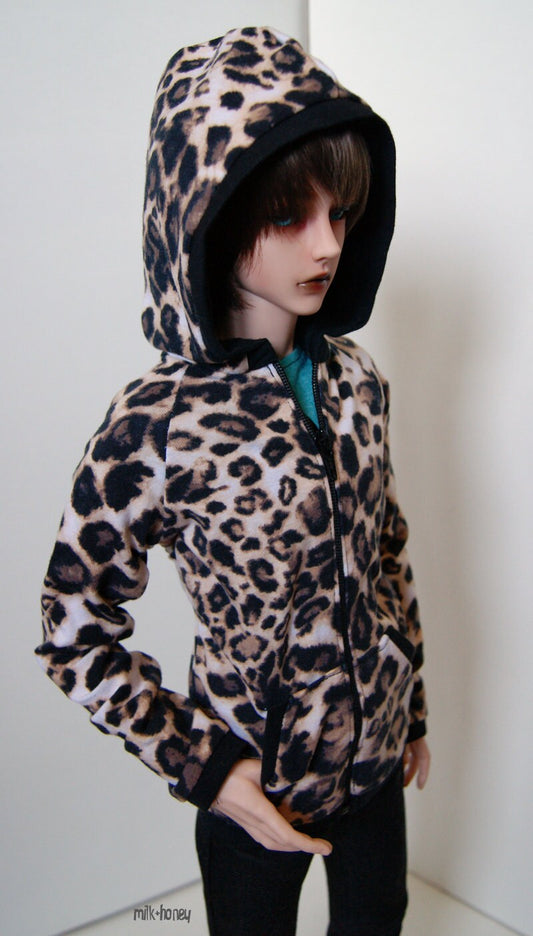 70cm or Super Gem BJD Boy Leopard Hoodie