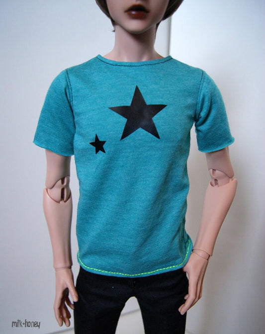 70cm/Super Gem Boy BJD Teal Star T-shirt