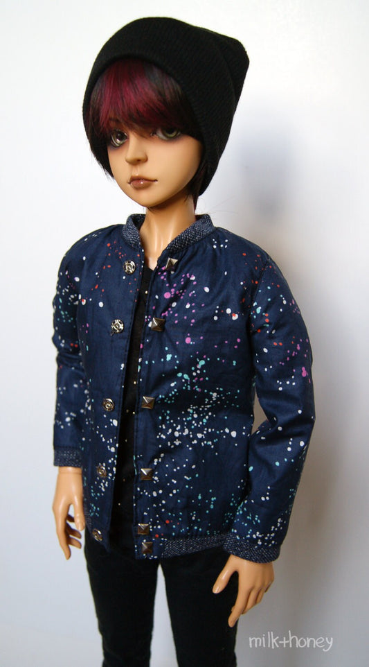 60cm / SD13 BJD Navy Paint Splatter Baseball Jacket