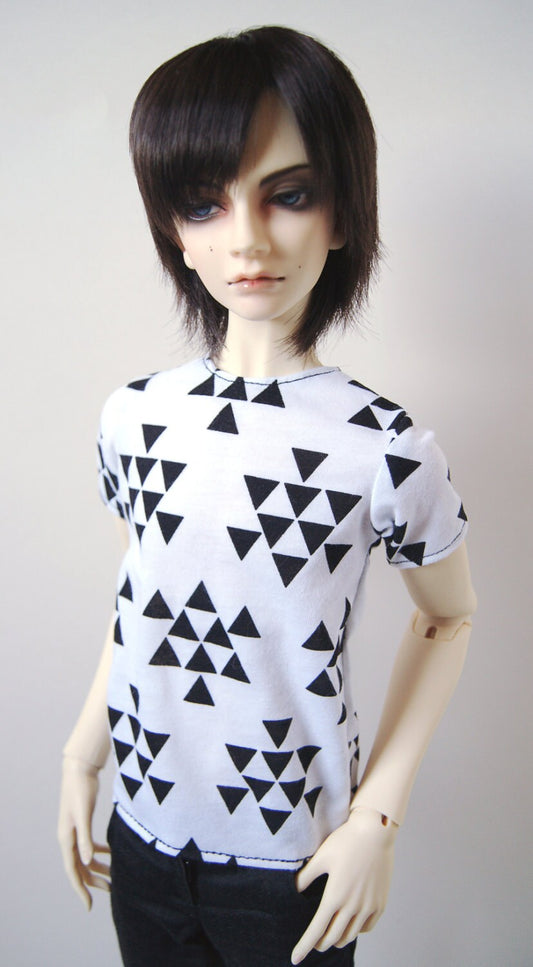 70cm / Super Gem BJD Boy Black & White Triangle T-shirt