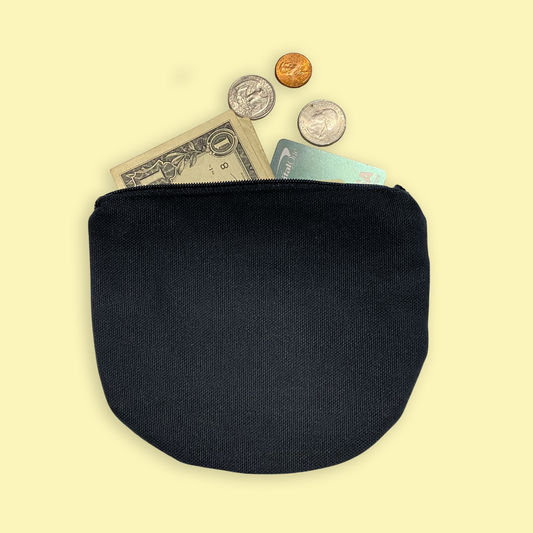 Half Round Zipper Pouch- Black
