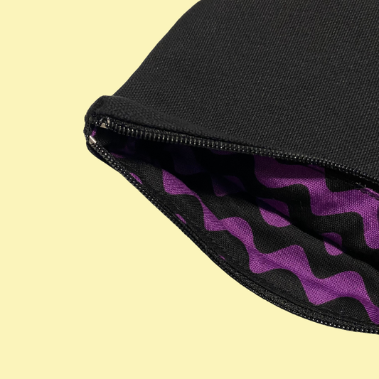Half Round Zipper Pouch- Black