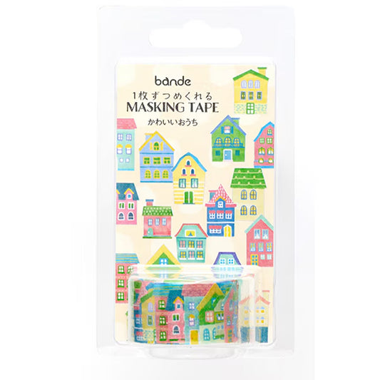 Cute Houses Washi Sticker Roll featuring colorful house designs for stationery and paper crafts accessories.
