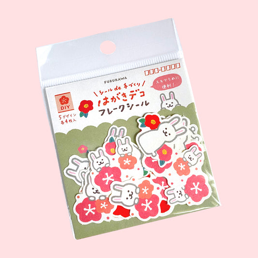 Bunny & Flowers Flake Sticker Pack
