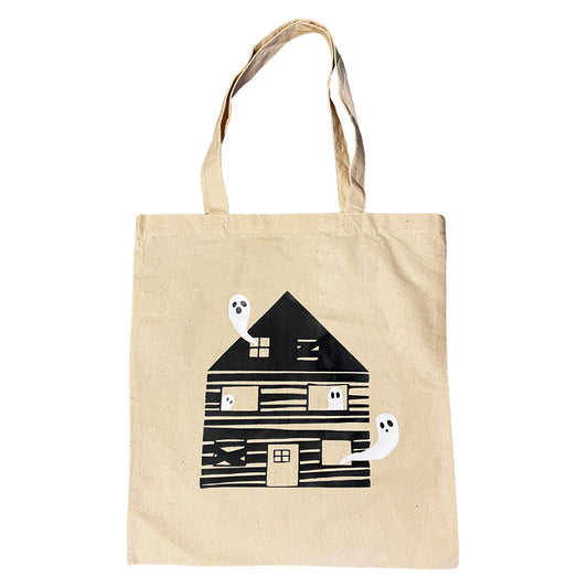 Haunted House Glow in the Dark Halloween Tote Bag