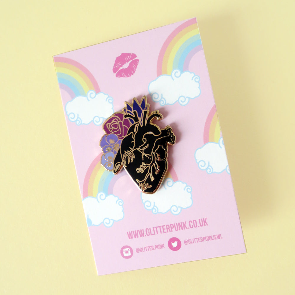 Anatomical Black Heart Enamel Pin