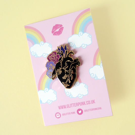 Anatomical Black Heart Enamel Pin