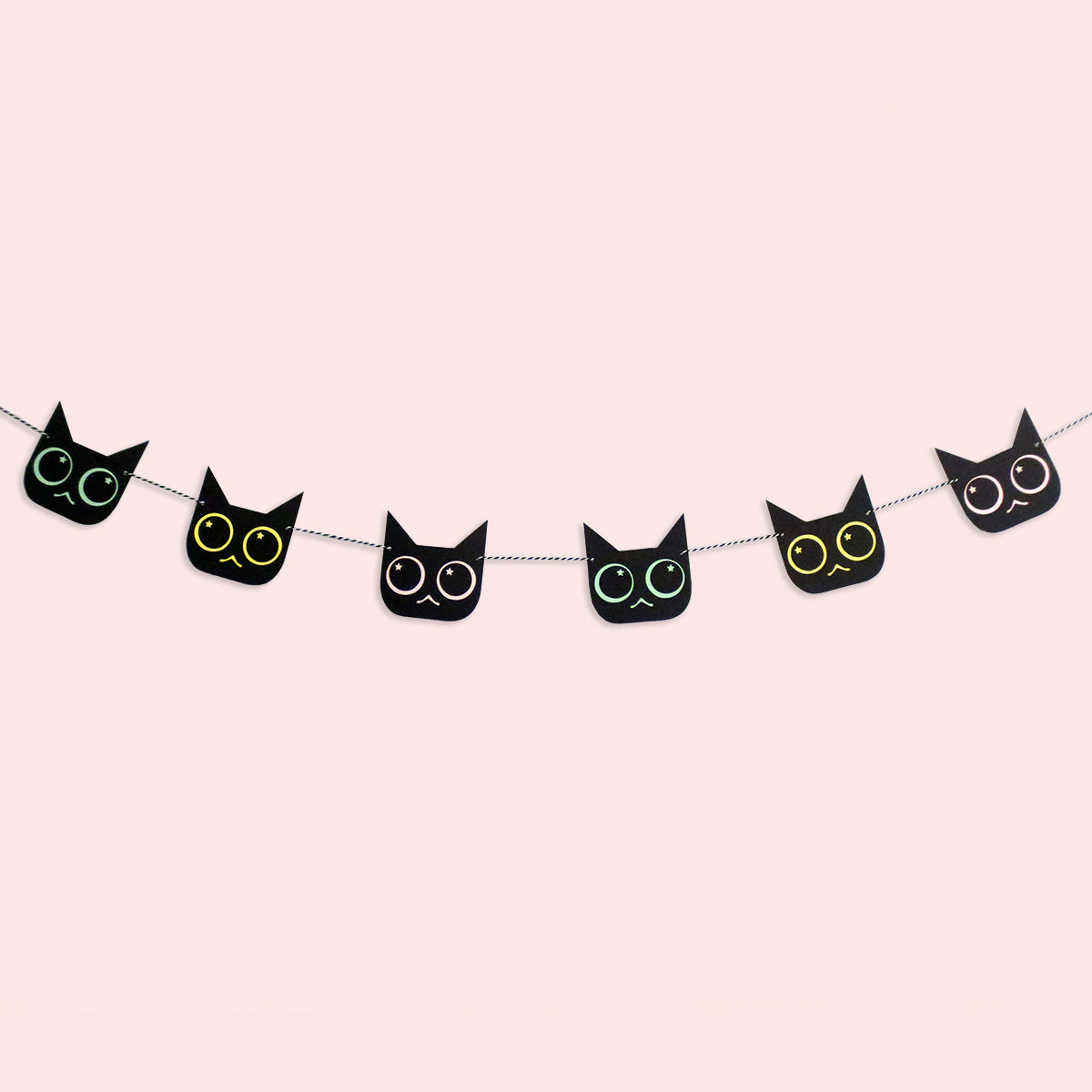 Pastel Black Cats Paper Party Garland