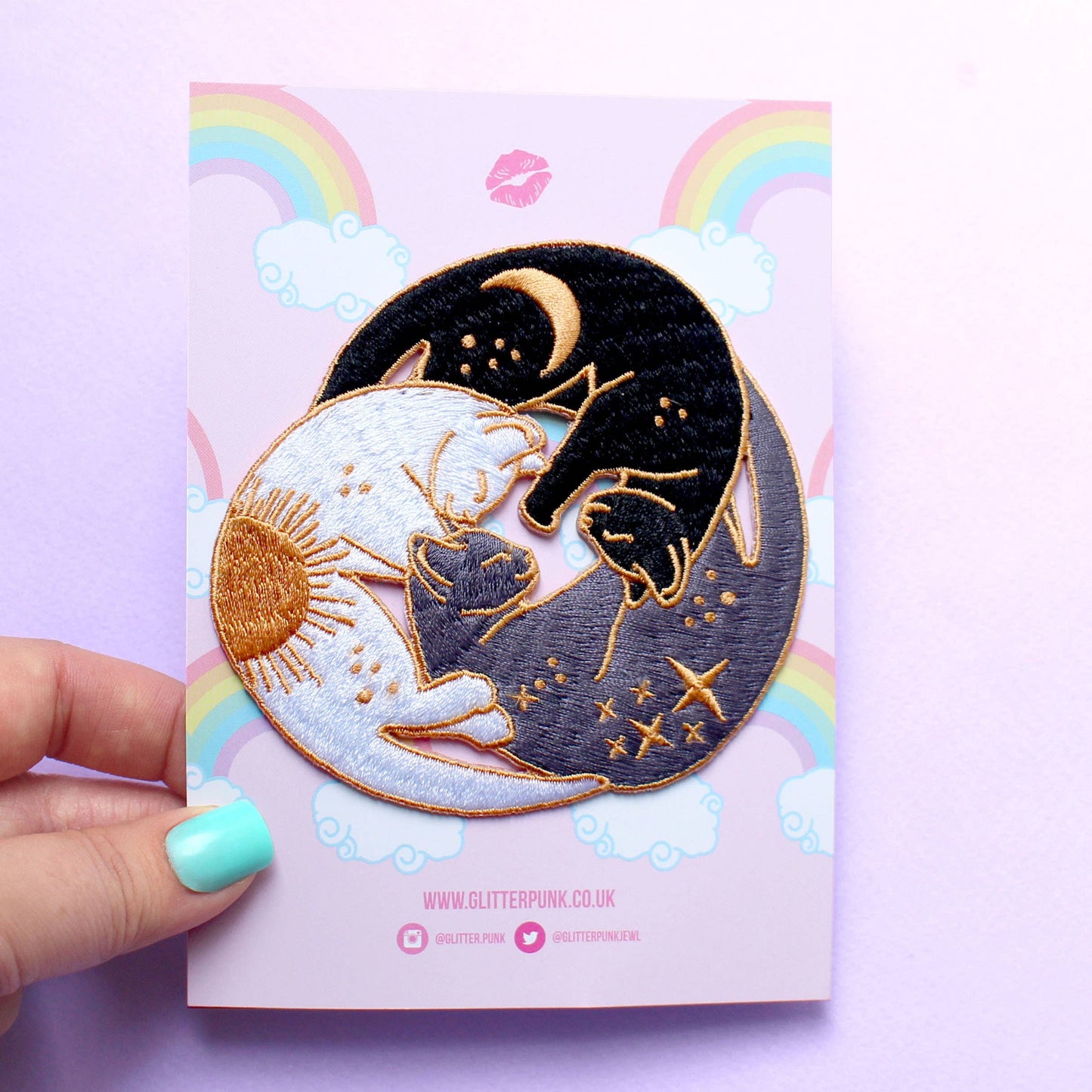 Celestial Trio of Cats Iron-on Patch