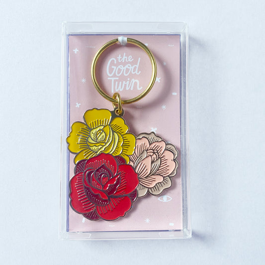 Flowers Enamel Keychain - Gold Crow Co.