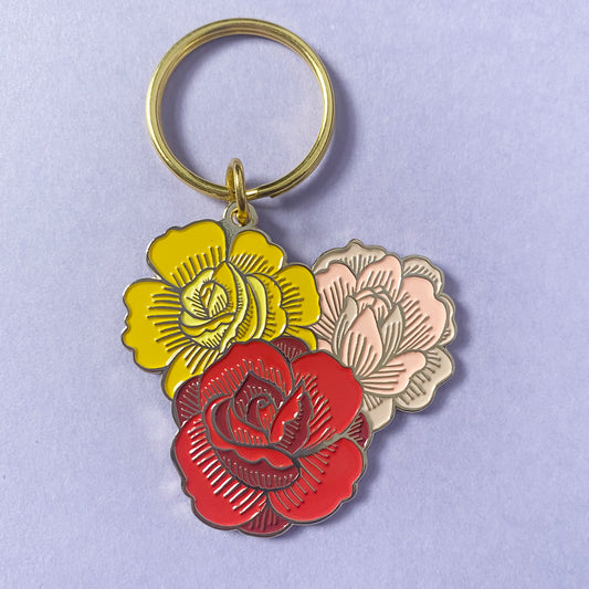Flowers Enamel Keychain - Gold Crow Co.
