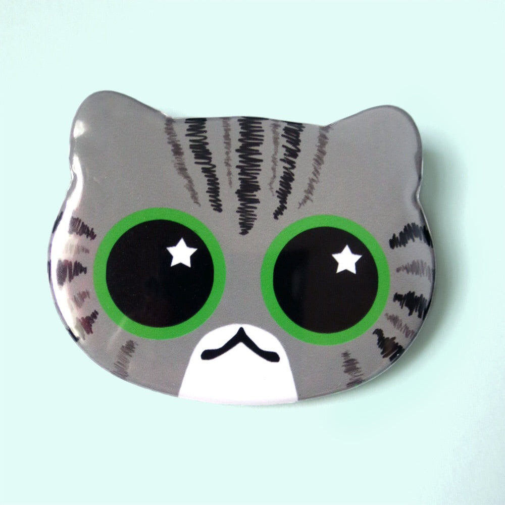 Cat Head Pin Badge - Gold Crow Co.