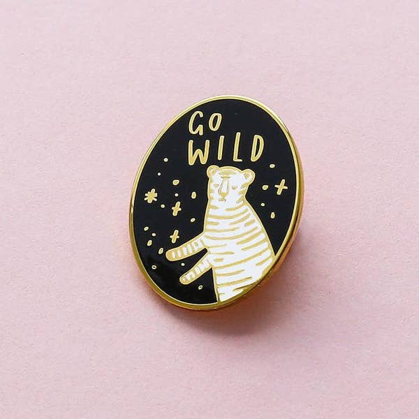 Go Wild Tiger Hard Enamel Pin - Gold Crow Co.