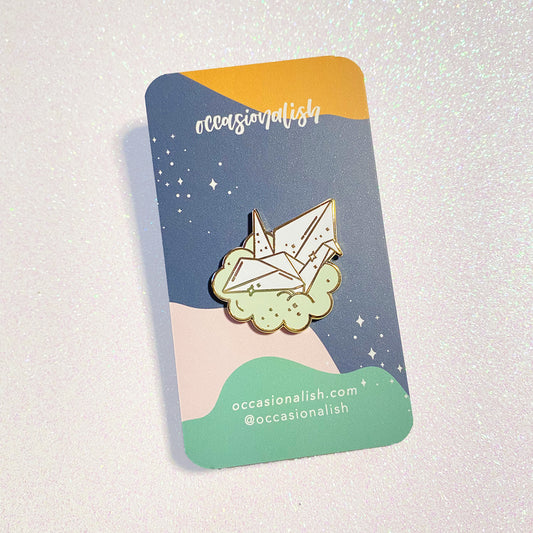 Origami Paper Crane Enamel Pin