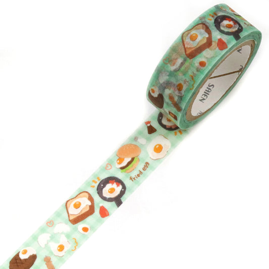 Washi tape with breakfast-themed design on a white background