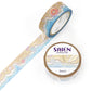 Beach-themed masking tape showing a wave washing up on a sandy beach. The image has a white background.