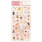 Mini Animal Kitten Sticker Sheet featuring adorable kitten designs with flowers, balloons, and vintage-style accessories.