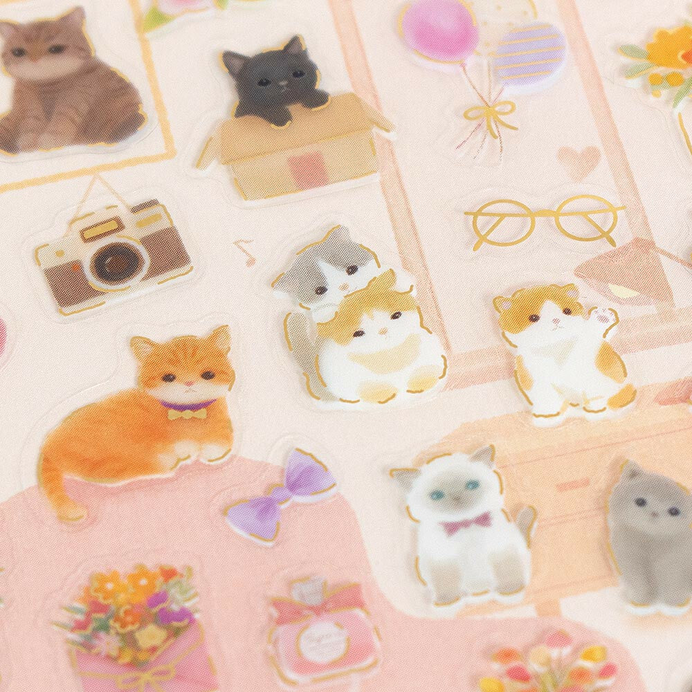 Mini Animal Kitten Sticker Sheet featuring cute kitten illustrations 