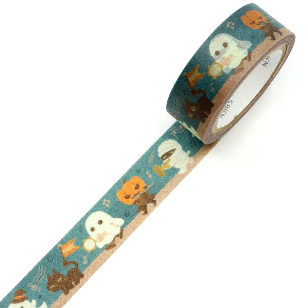 Decorative tape with Halloween-themed design on a white background