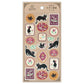 Black Cat and Flowers Sticker Sheet with black cat illustrations and floral designs in vintage frames on kraft paper background