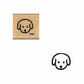 Little Dog Head Rubber Stamp showing a simple black dog face design on natural wood block for stationery use.