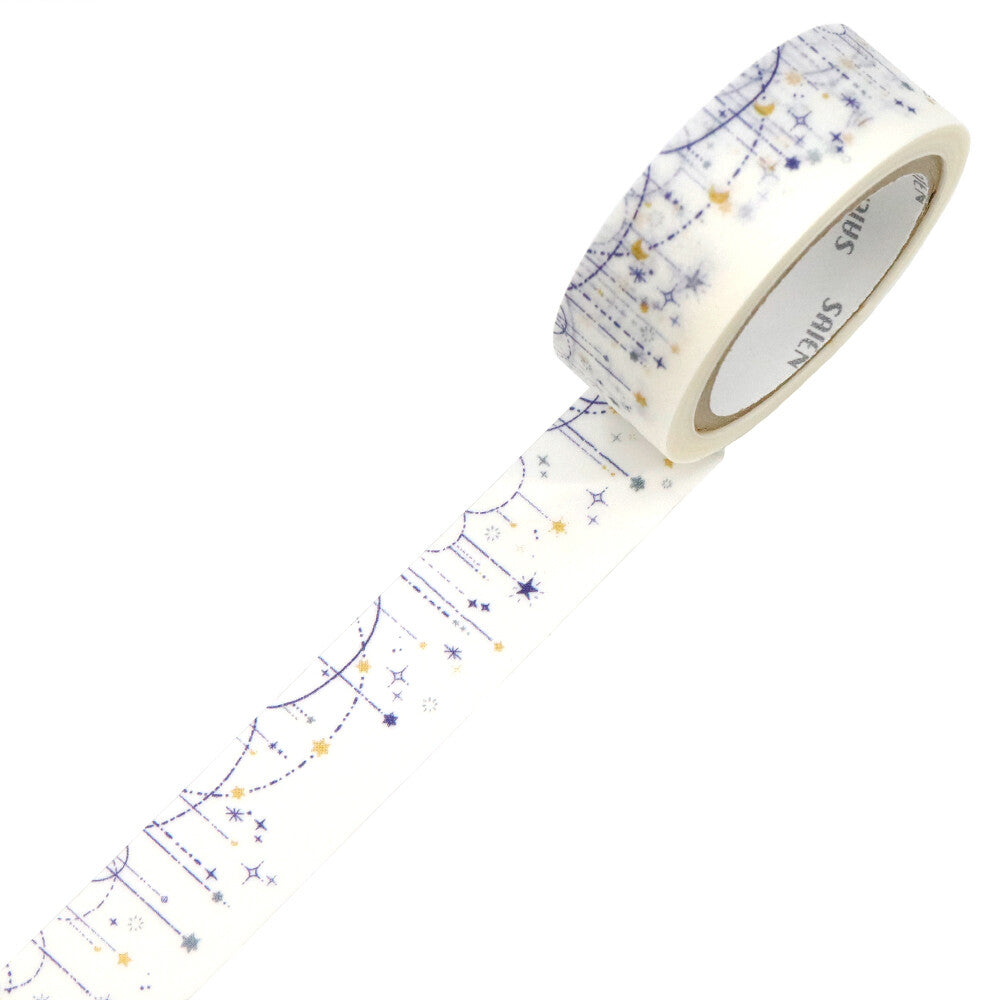 Roll of decorative tape with a star pattern