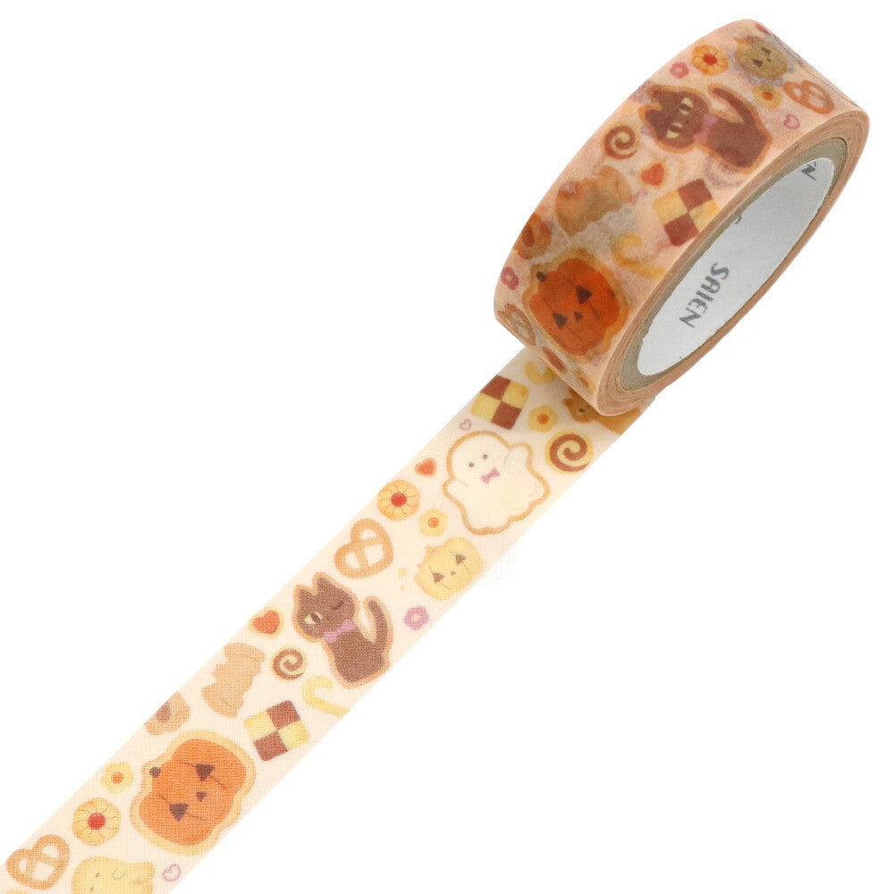 Masking tape with Halloween-themed design featuring pumpkins and cookies, branded 'SAIEN'.