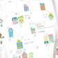 Cute Houses Washi Sticker Roll decorating planner with colorful house stickers on calendar pages.