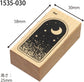 Midnight Sky Window Rubber Stamp with wooden base featuring a crescent moon and stars design.