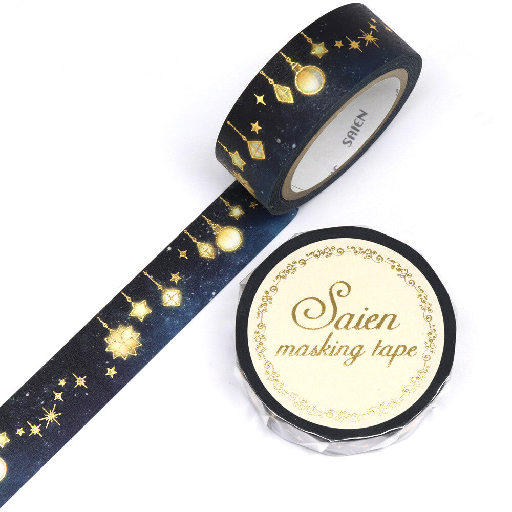Decorative masking tape with gold star in the night sky designs 