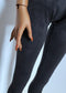 Close-up of a doll wearing 60cm/SD13 BJD Girl Grey Stretch Suede Leggings with detailed hand and nails visible
