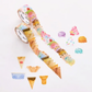 Ice Cream and Cone Washi Sticker Roll featuring colorful ice cream cones, scoops, and sweets for stationery decor.