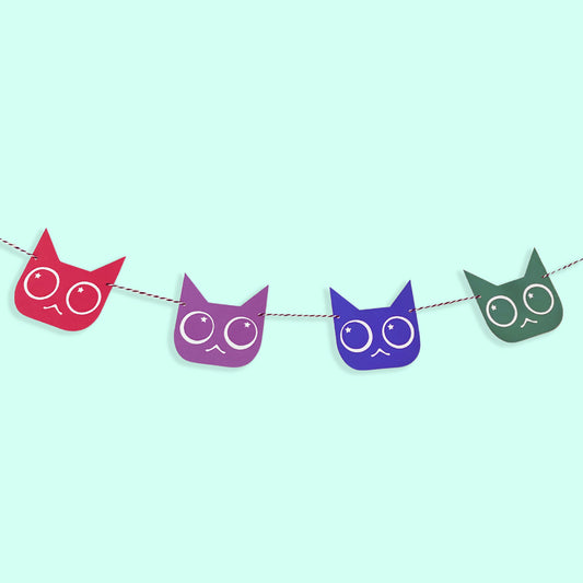 Rainbow Cat Paper Party Garland