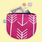 Half Round Zipper Pouch- Pink Arrows