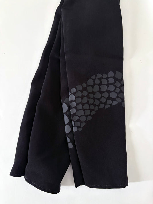 60cm / SD13 BJD Boy Black Wide Leg Snake Pants with black fabric and subtle snake scale pattern detail