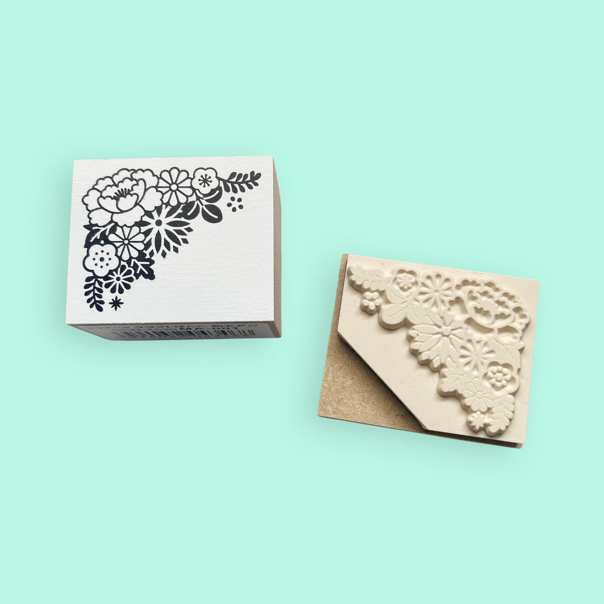 Floral Corner Rubber Stamp