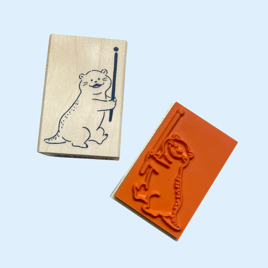 Otter & Flag Rubber Stamp