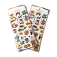 Two sheets of 'Quilt Atelier' stickers featuring food and coffee-themed illustrations on a white background.