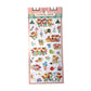 Sheet of decorative stickers with cartoon chipmunks and flowers, labeled 'Flower Shop'.