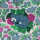 Grey Tabby Cat in Spring Leaves Vinyl Sticker