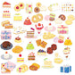 Collection of colorful stickers of various desserts and pastries on a white background.