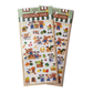 Two sheets of stickers with cartoon dogs at a vegetable store on a white background