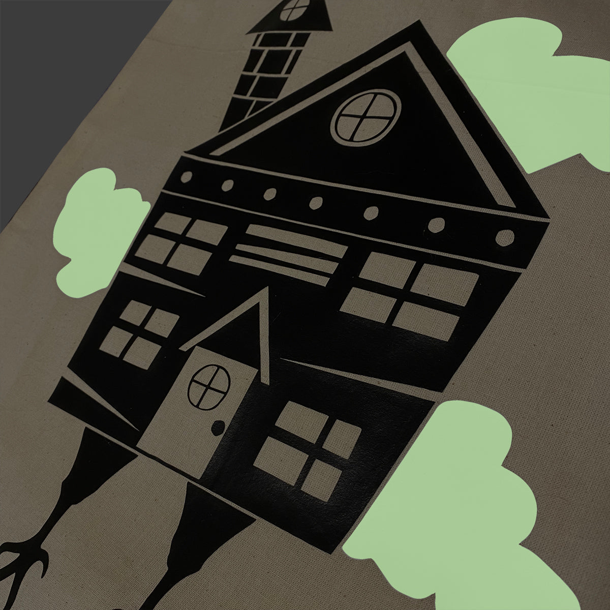 Baba Yaga's House Glow in the Dark Halloween Tote Bag