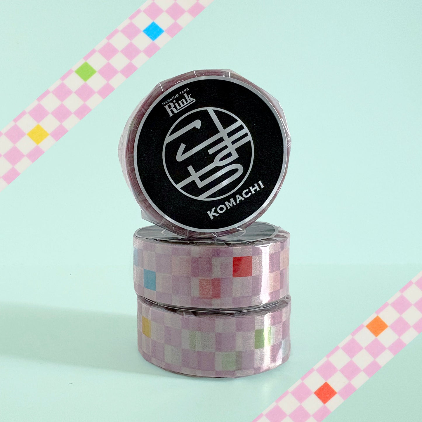 Rink Komachi Pink Checkered Washi Tape